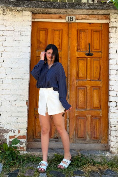 ONE COLOR SIMPLE WOMAN SKORT WHITE-E BARDHE - 5