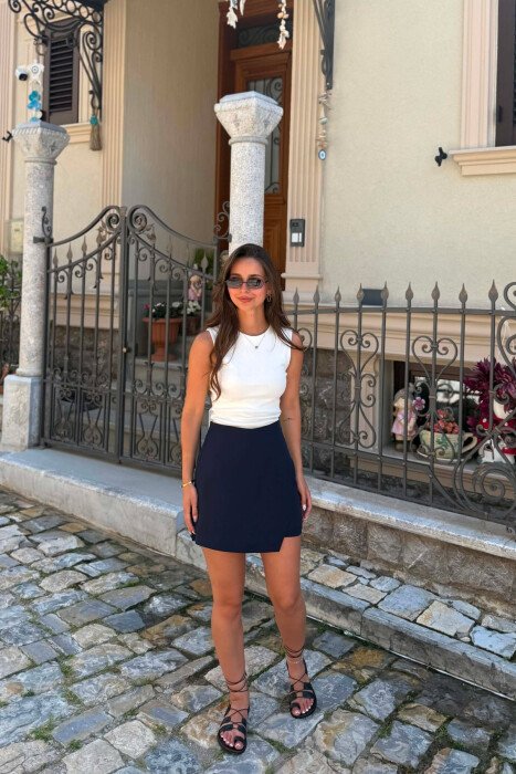 ONE COLOR SIMPLE WOMAN SKORTS BLUE/BLU - 1