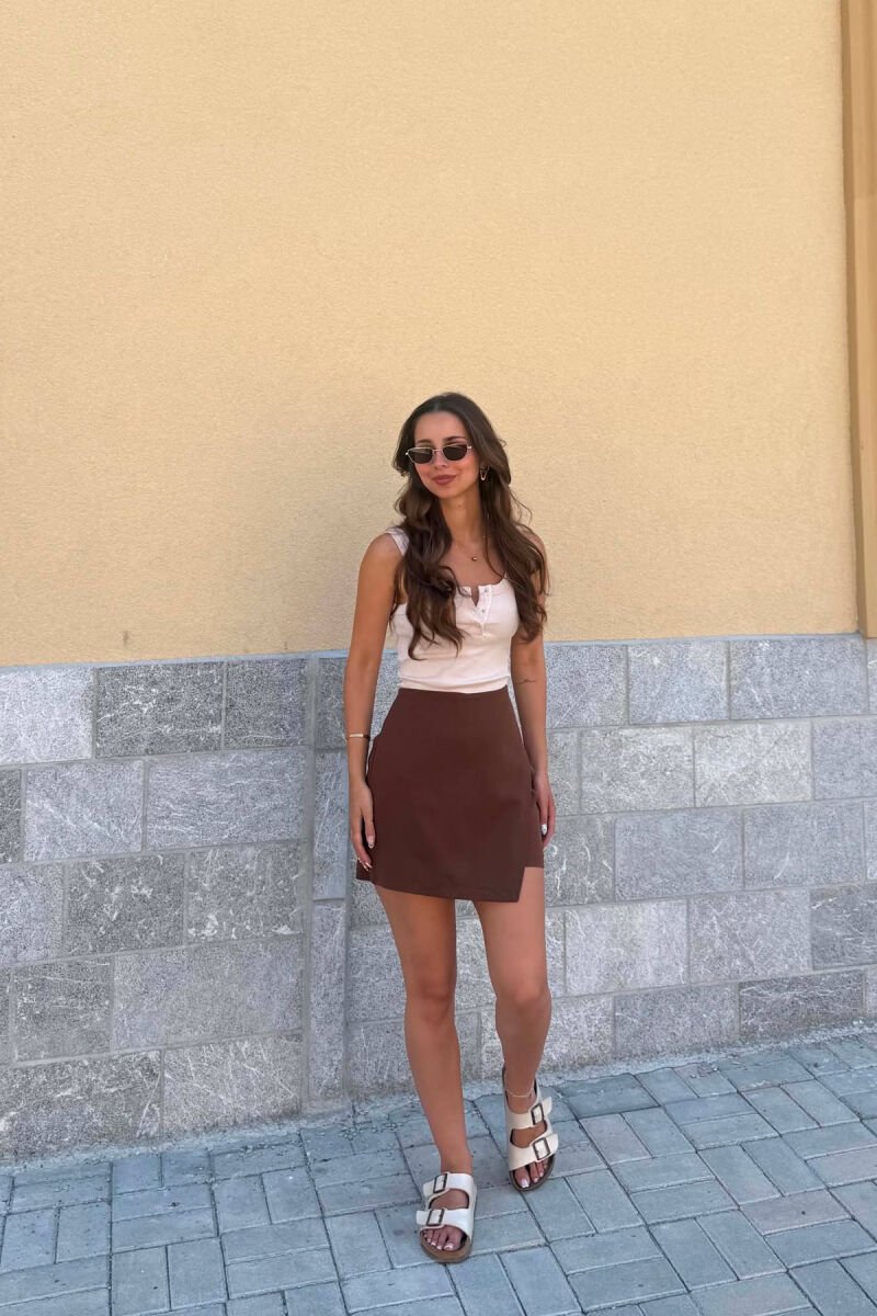 ONE COLOR SIMPLE WOMAN SKORTS BROWN/KAFE - 1