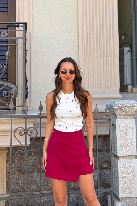 ONE COLOR SIMPLE WOMAN SKORTS BURGUNDY/VISHNJE - 5