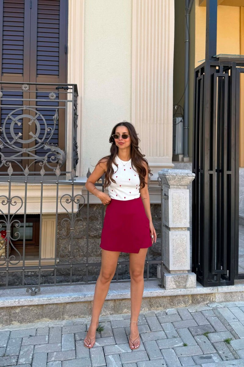 ONE COLOR SIMPLE WOMAN SKORTS BURGUNDY/VISHNJE - 6
