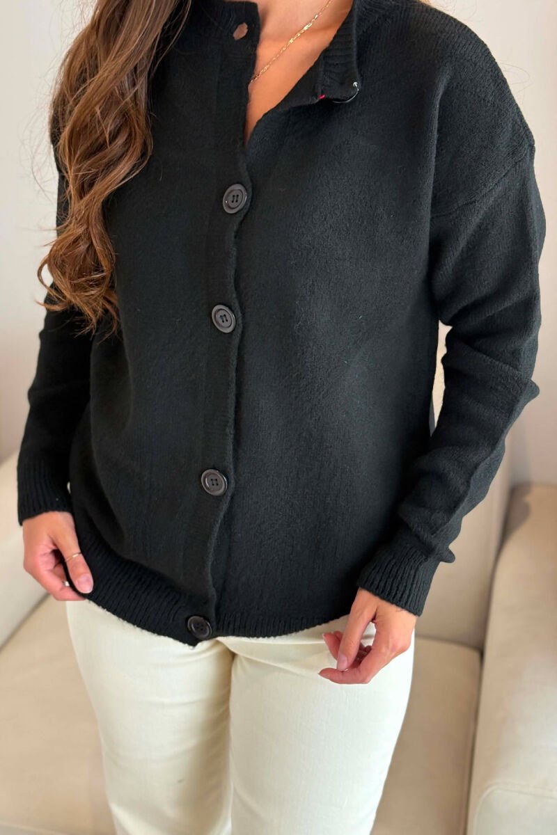 ONE COLOR SIMPLE WOMAN CARDIGAN BLACK/ E ZEZE - 2