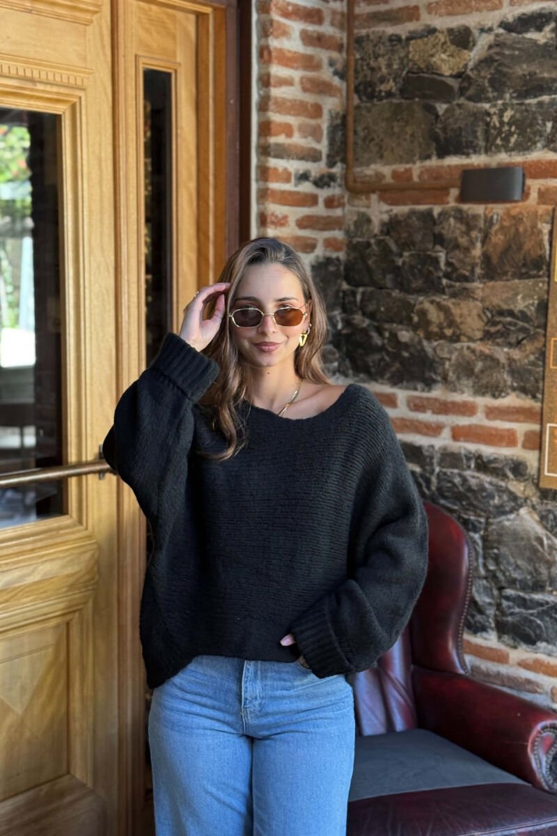 ONE COLOR SIMPLE WOMAN SWEATER BLACK/ E ZEZE - 1