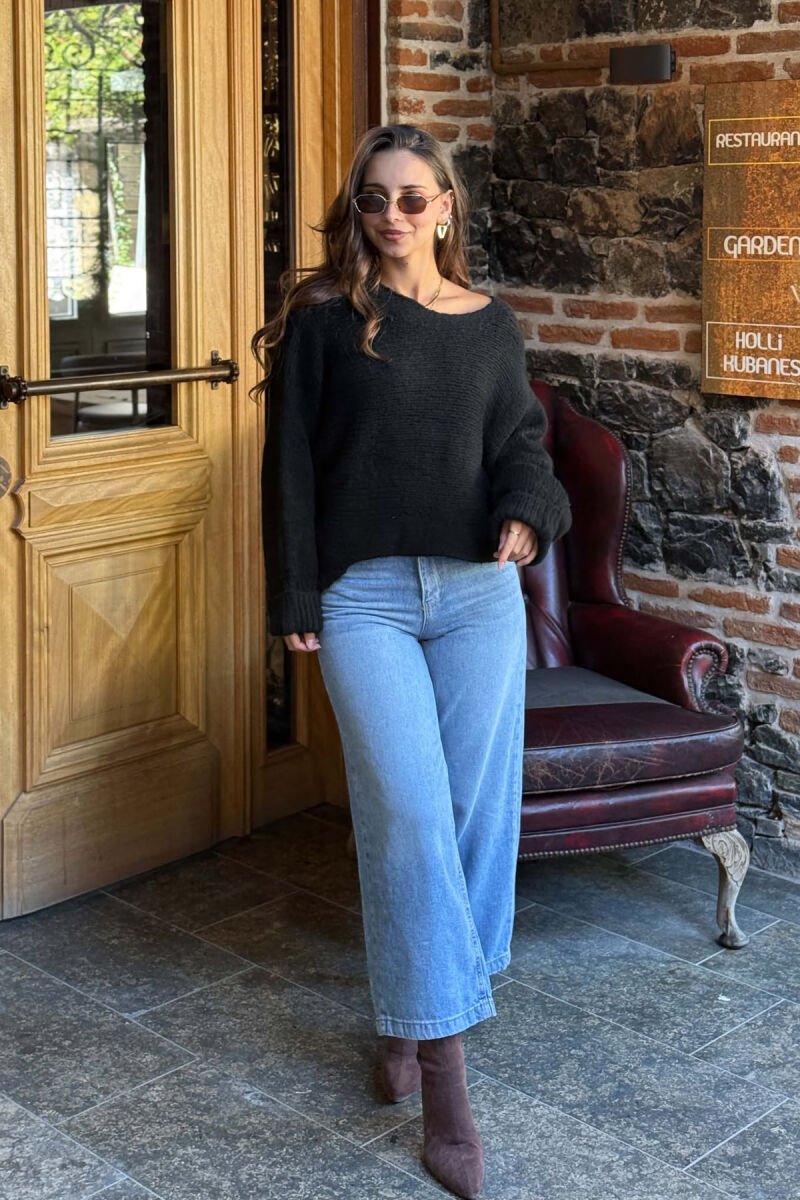 ONE COLOR SIMPLE WOMAN SWEATER BLACK/ E ZEZE - 4