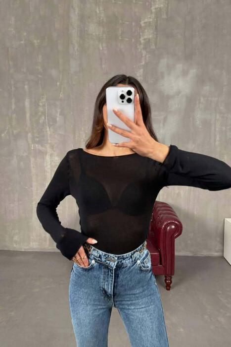 ONE COLOR SIMPLE WOMAN SWEATER BLACK/ E ZEZE - KLAUDIO FASHION
