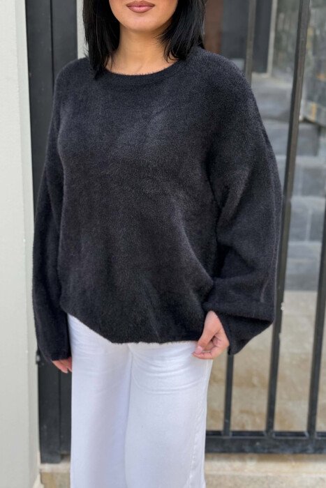 ONE COLOR SIMPLE WOMAN SWEATER BLACK/ E ZEZE - 5
