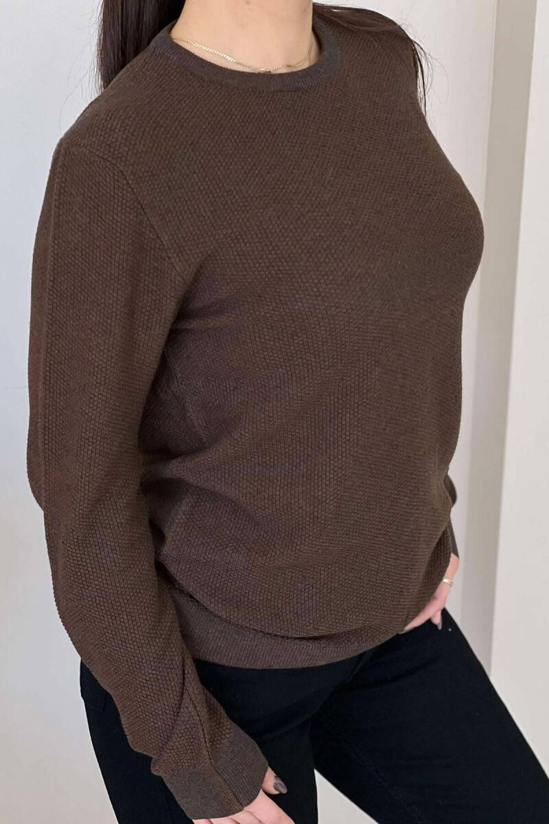 ONE COLOR SIMPLE WOMAN SWEATER BROWN/KAFE - 2