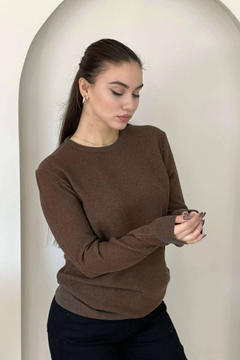ONE COLOR SIMPLE WOMAN SWEATER BROWN/KAFE - 4