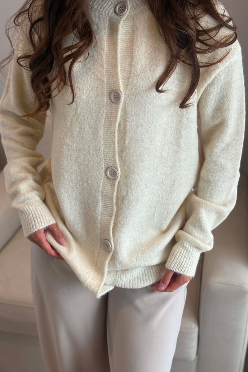 ONE COLOR SIMPLE WOMAN CARDIGAN CREAM/KREM - 2