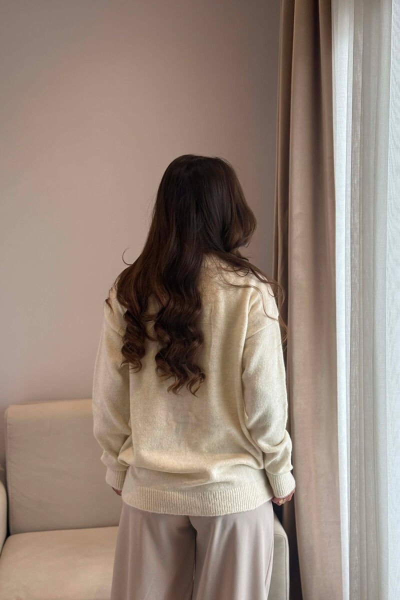 ONE COLOR SIMPLE WOMAN CARDIGAN CREAM/KREM - 3
