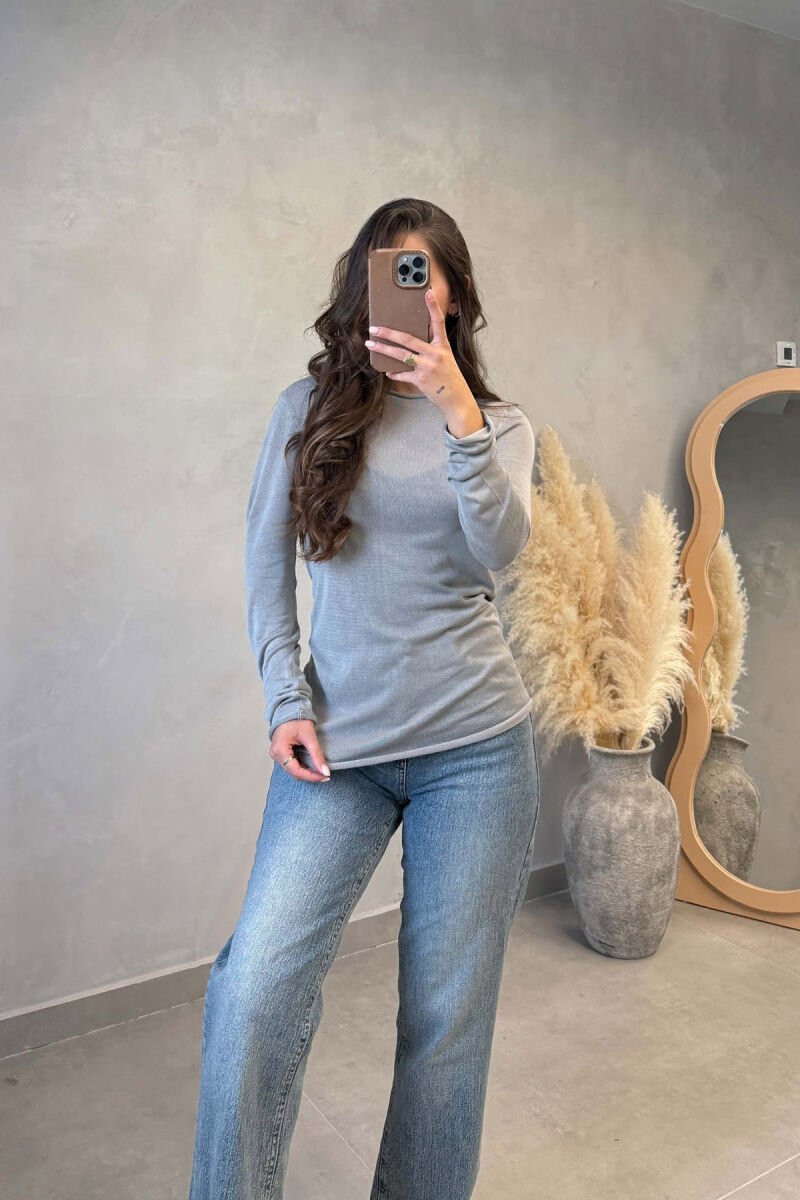 ONE COLOR SIMPLE WOMAN SWEATER GREY/GRI - 1
