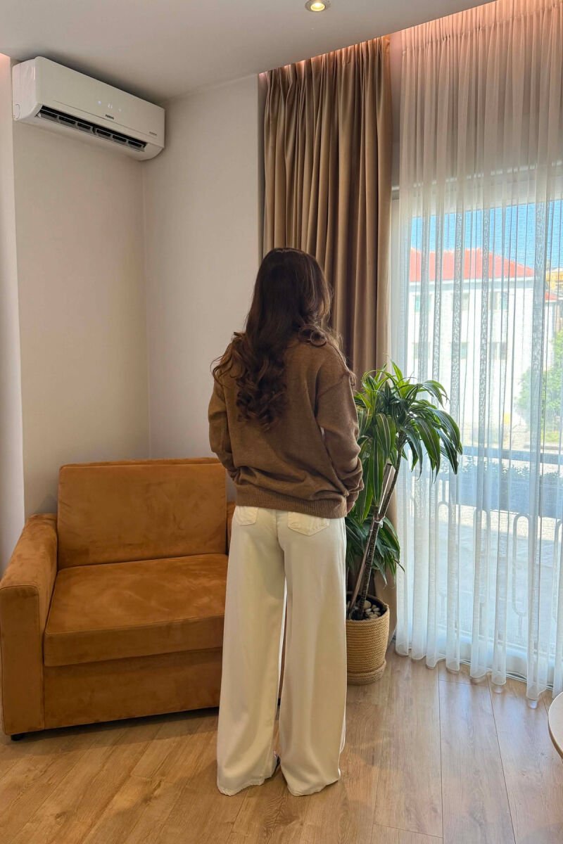 ONE COLOR SIMPLE WOMAN CARDIGAN LIGHT BROWN/KAZB - 2