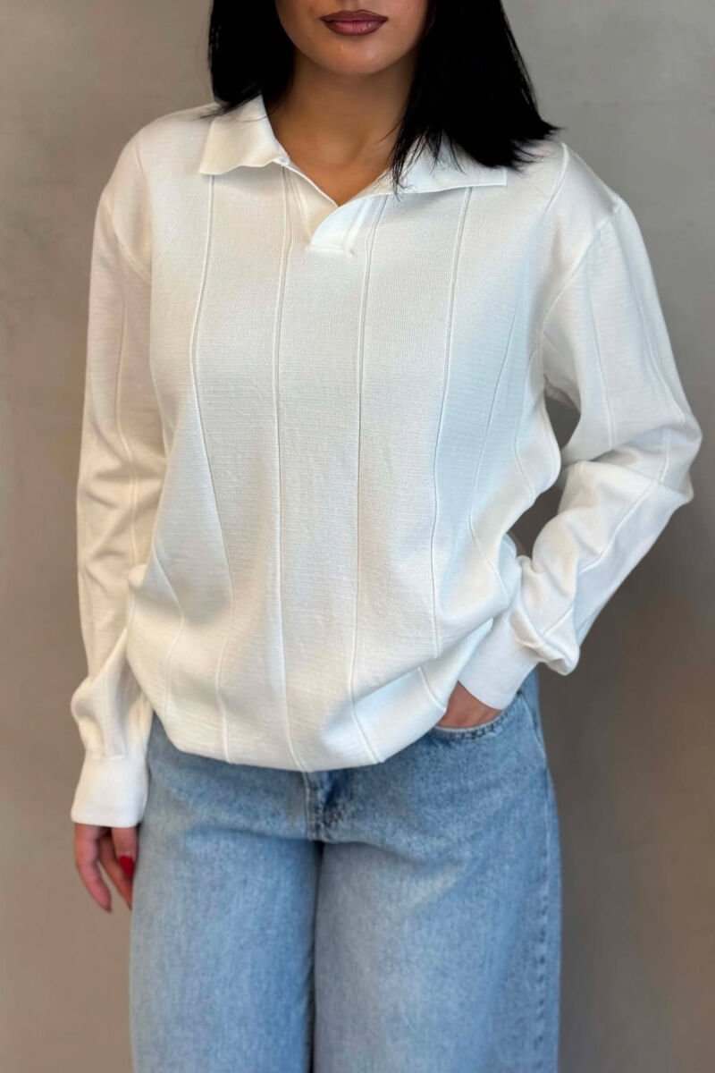 ONE COLOR SIMPLE WOMAN SWEATER WHITE-E BARDHE - 5
