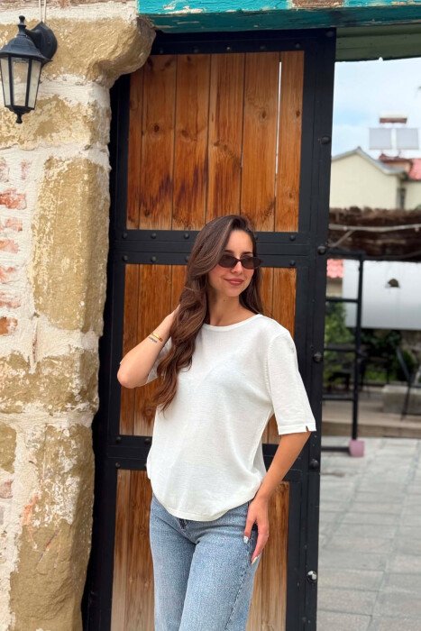 ONE COLOR SIMPLE WOMAN SWEATER WHITE-E BARDHE - 4