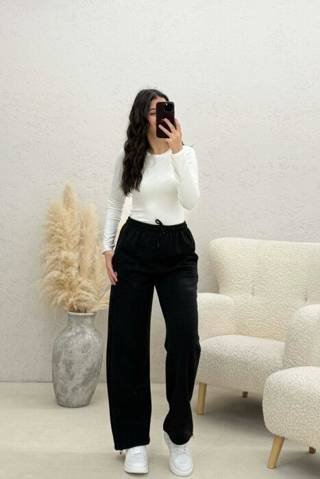 ONE COLOR SIMPLE WOMAN SWEATPANTS BLACK/ E ZEZE - 1