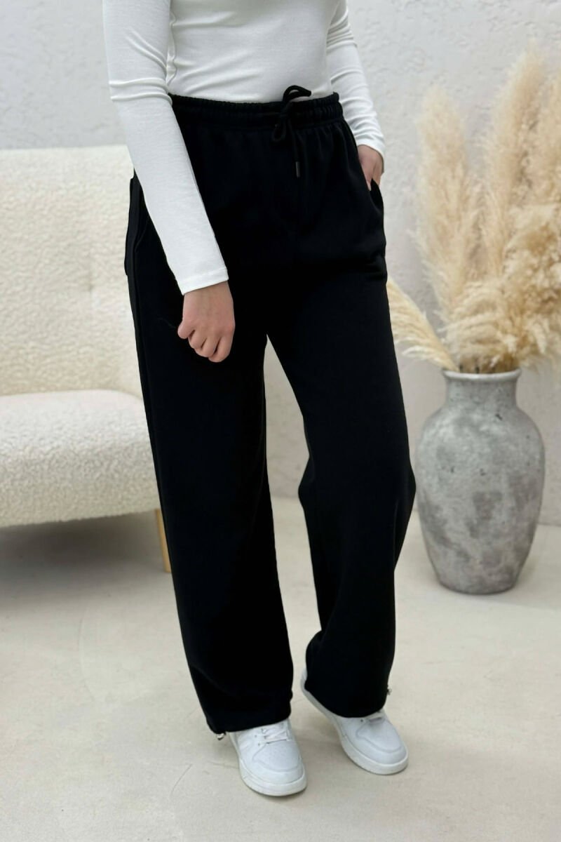 ONE COLOR SIMPLE WOMAN SWEATPANTS BLACK/ E ZEZE - 5