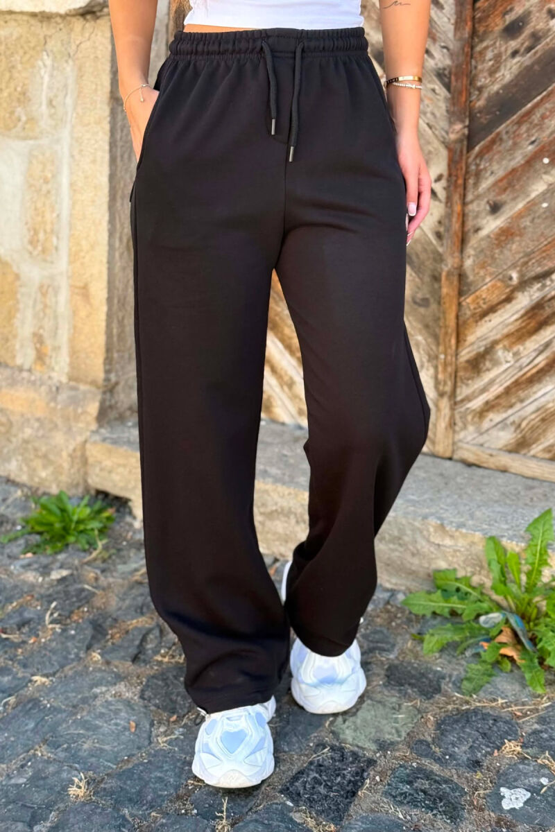 ONE COLOR SIMPLE WOMAN SWEATPANTS BLACK/ E ZEZE - 5