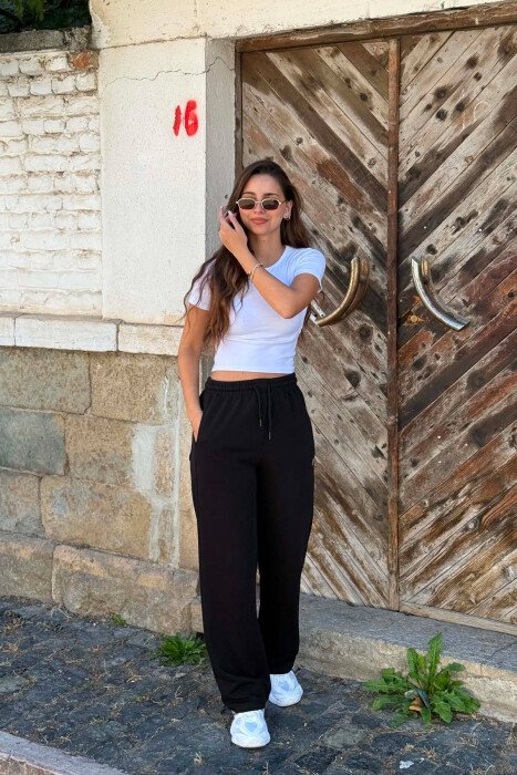 ONE COLOR SIMPLE WOMAN SWEATPANTS BLACK/ E ZEZE 