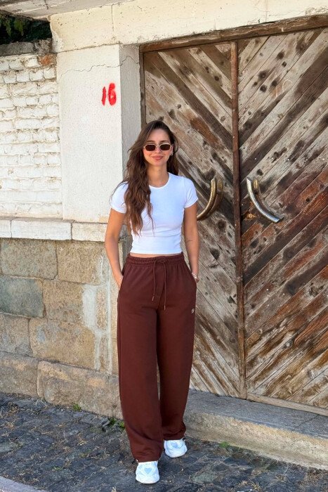 ONE COLOR SIMPLE WOMAN SWEATPANTS BROWN/KAFE 