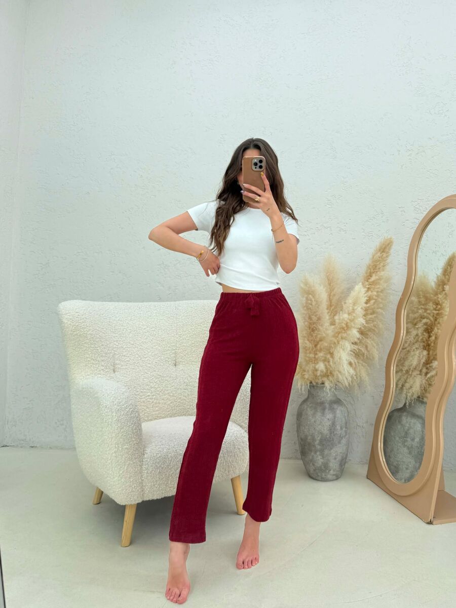 ONE COLOR SIMPLE WOMAN SWEATPANTS BURGUNDY/VISHNJE - 1