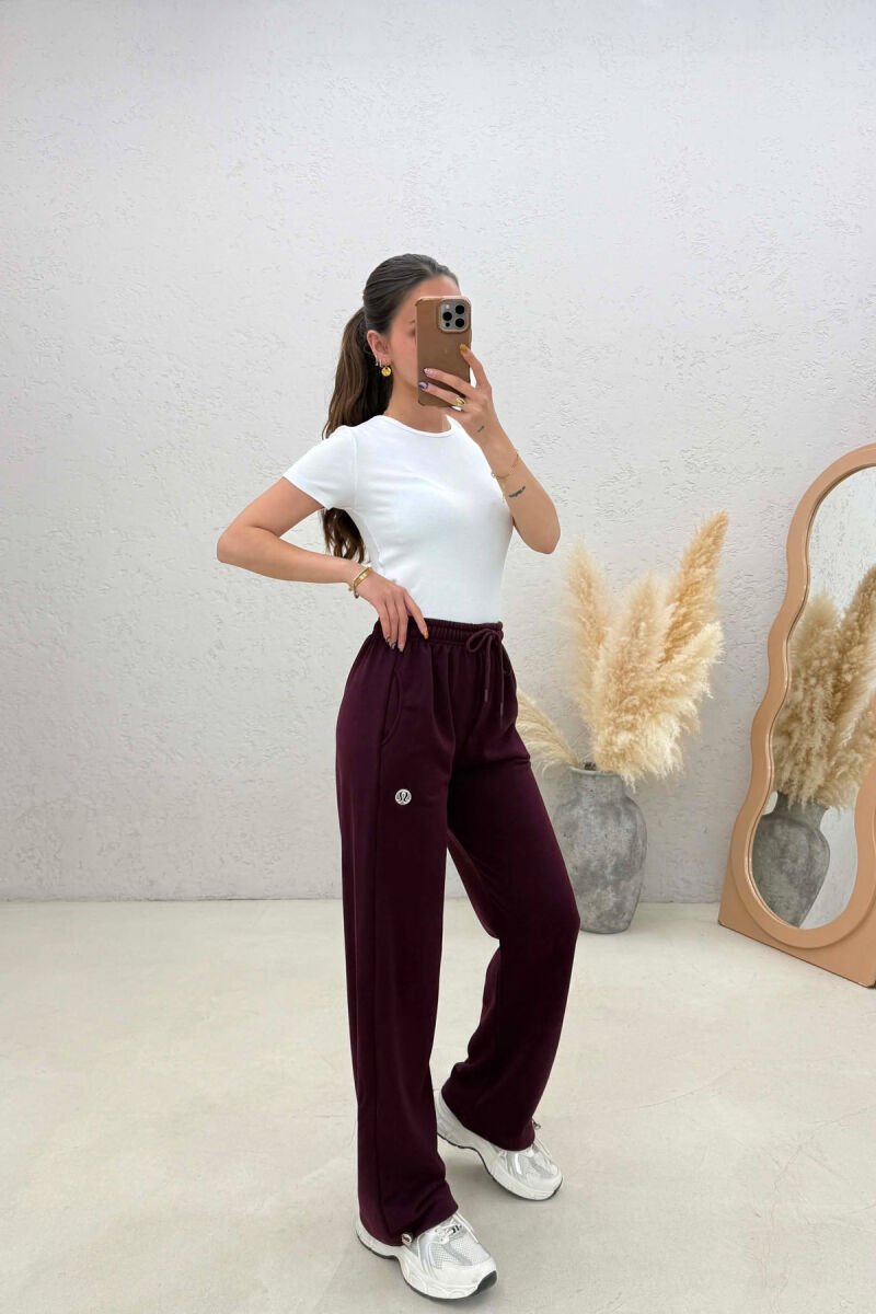 ONE COLOR SIMPLE WOMAN SWEATPANTS BURGUNDY/VISHNJE - 1