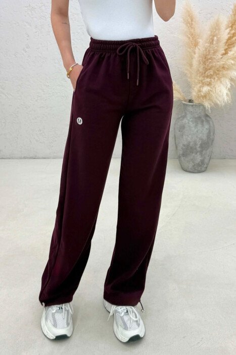 ONE COLOR SIMPLE WOMAN SWEATPANTS BURGUNDY/VISHNJE - 3