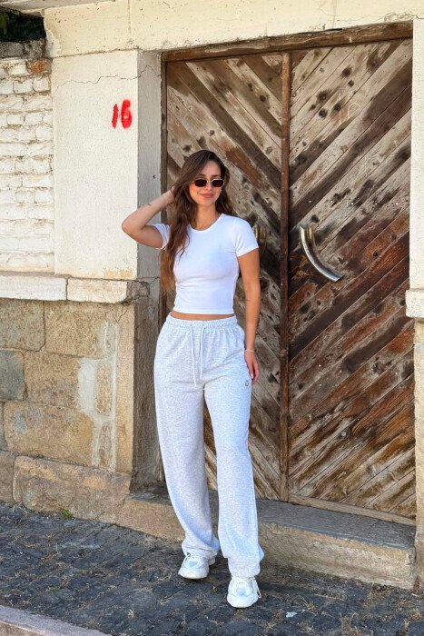 ONE COLOR SIMPLE WOMAN SWEATPANTS LIGHT GREY/GZ 