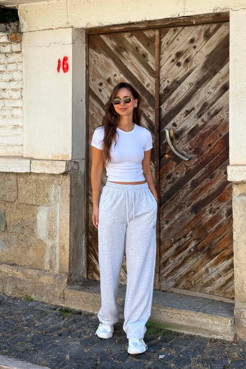 ONE COLOR SIMPLE WOMAN SWEATPANTS LIGHT GREY/GZ - 2