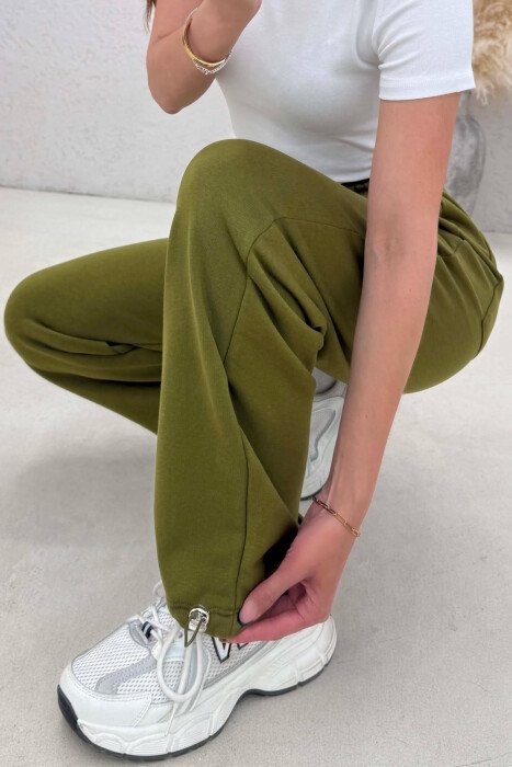 ONE COLOR SIMPLE WOMAN SWEATPANTS OLIVE/ULLI - 2