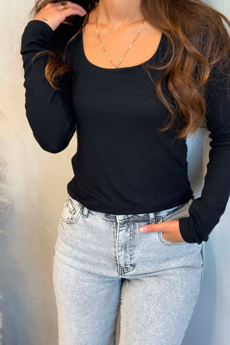 ONE COLOR SIMPLE WOMAN SWEATSHIRT BLACK/ E ZEZE - 2