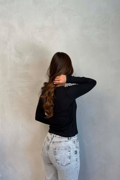 ONE COLOR SIMPLE WOMAN SWEATSHIRT BLACK/ E ZEZE - 4