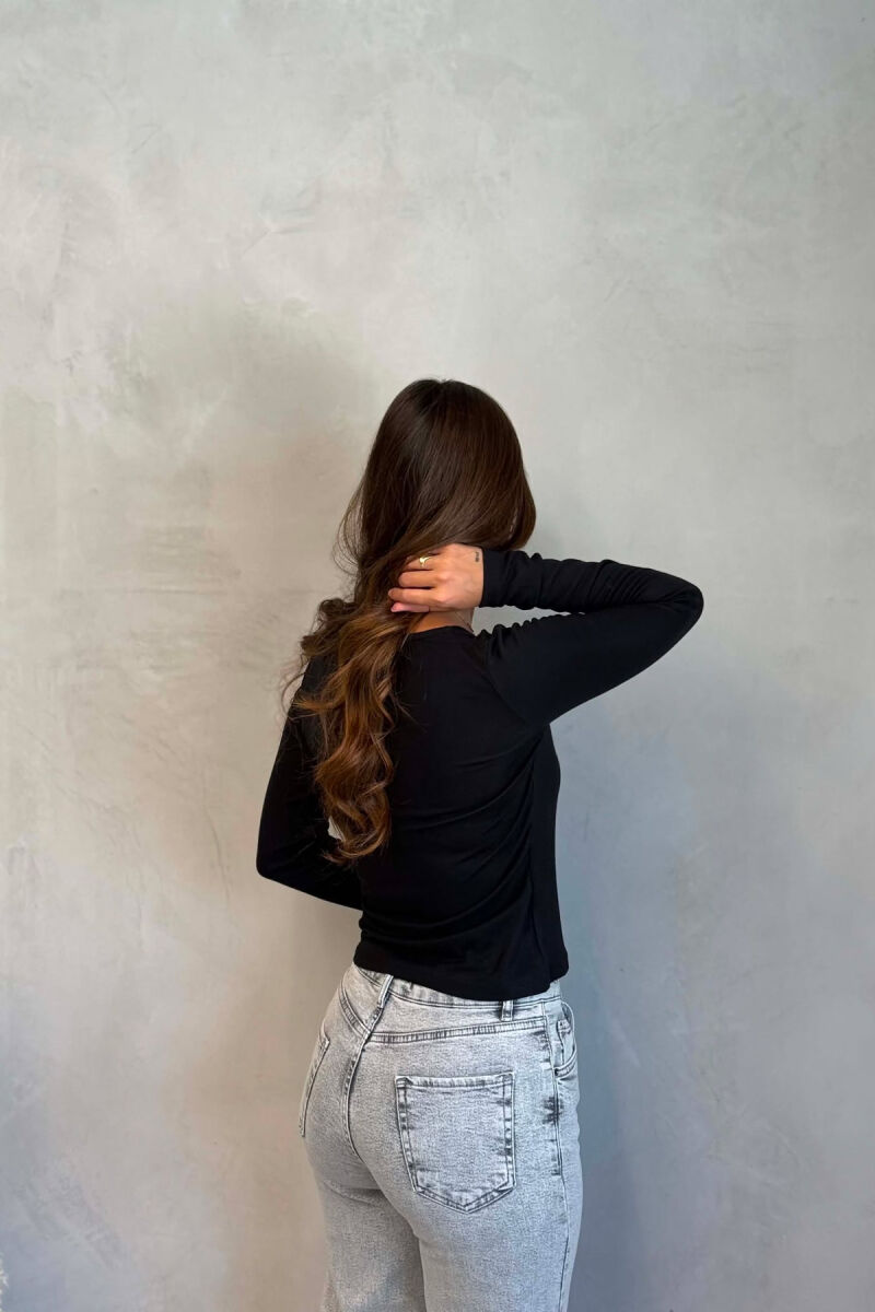 ONE COLOR SIMPLE WOMAN SWEATSHIRT BLACK/ E ZEZE - 4