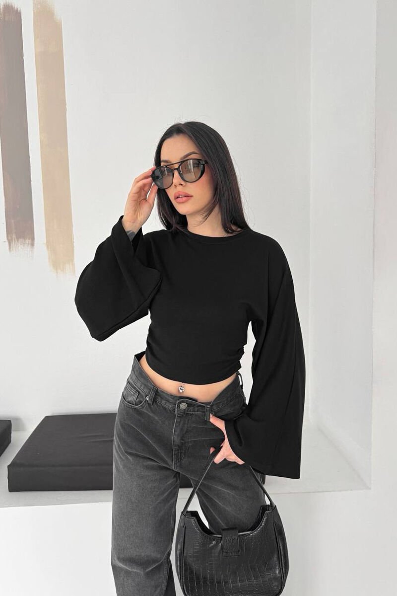 ONE COLOR SIMPLE WOMAN SWEATSHIRT BLACK/ E ZEZE - 1
