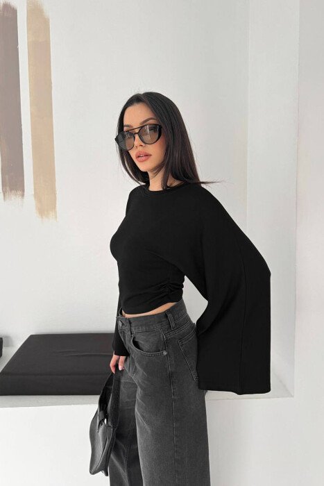 ONE COLOR SIMPLE WOMAN SWEATSHIRT BLACK/ E ZEZE - 2