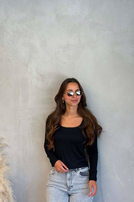 ONE COLOR SIMPLE WOMAN SWEATSHIRT BLACK/ E ZEZE 