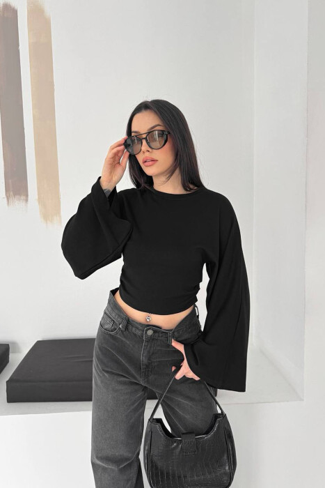 ONE COLOR SIMPLE WOMAN SWEATSHIRT BLACK/ E ZEZE - KLAUDIO FASHION