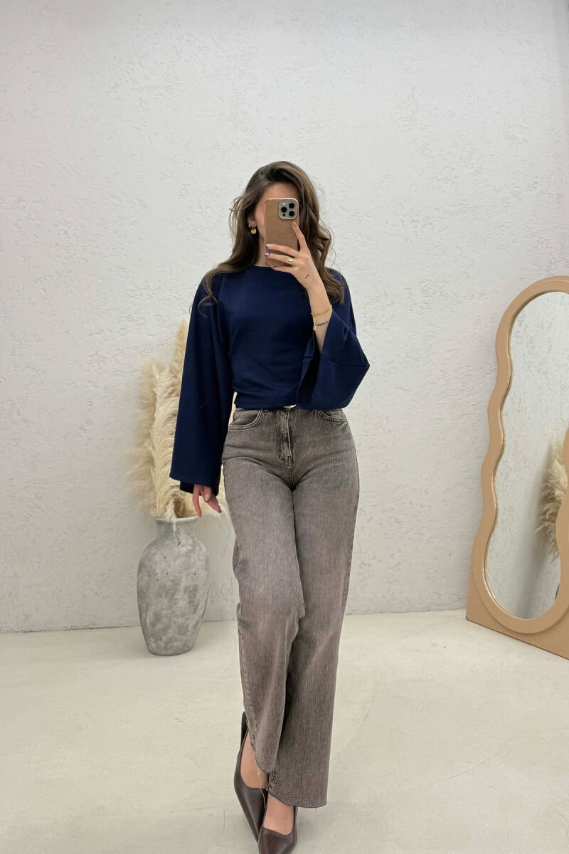 ONE COLOR SIMPLE WOMAN SWEATSHIRT BLUE/BLU - 5