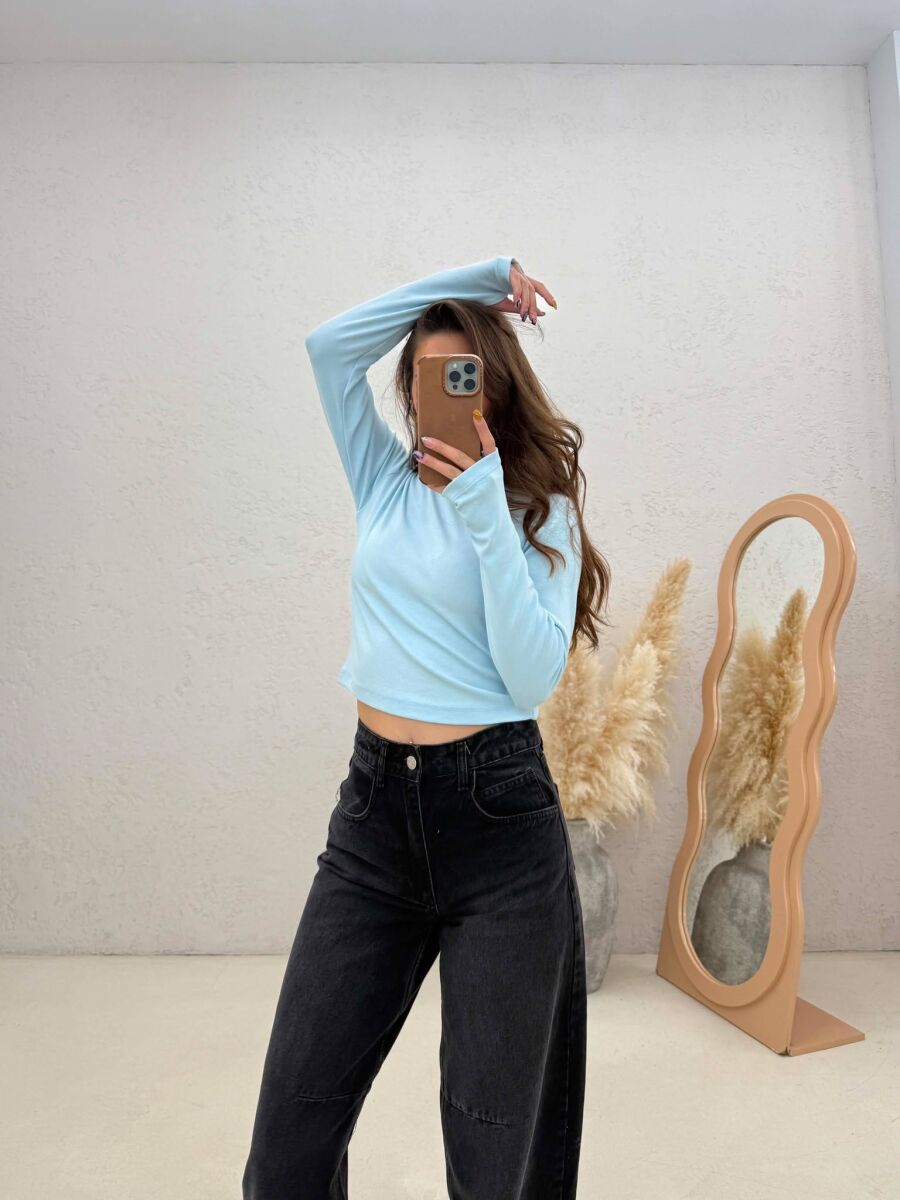 ONE COLOR SIMPLE WOMAN SWEATSHIRT LIGHTBLUE/BZ - 2