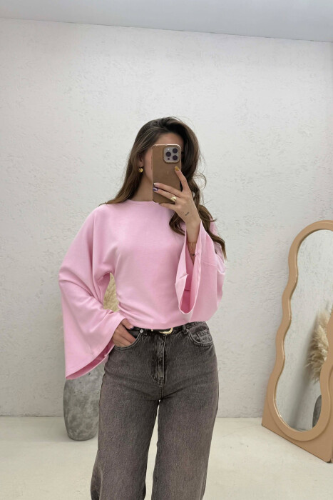 BLUZE ME MENGE TE GJATA PER FEMRA NE NGJYRE ROZE - KLAUDIO FASHION
