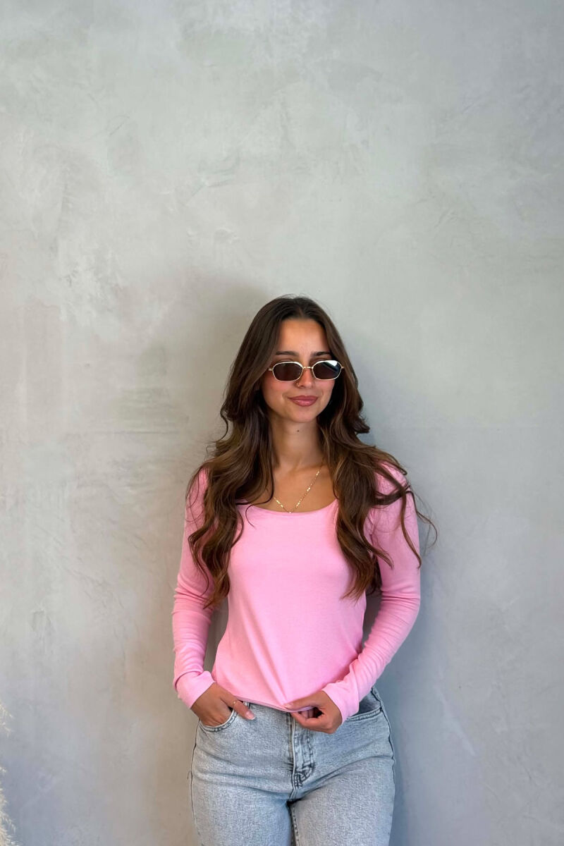 ONE COLOR SIMPLE WOMAN SWEATSHIRT PINK/ROZE - 1
