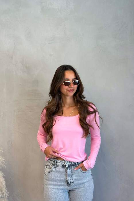 ONE COLOR SIMPLE WOMAN SWEATSHIRT PINK/ROZE - 2
