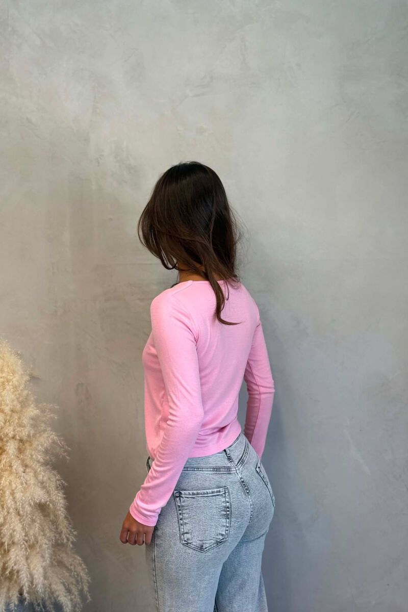 ONE COLOR SIMPLE WOMAN SWEATSHIRT PINK/ROZE - 3