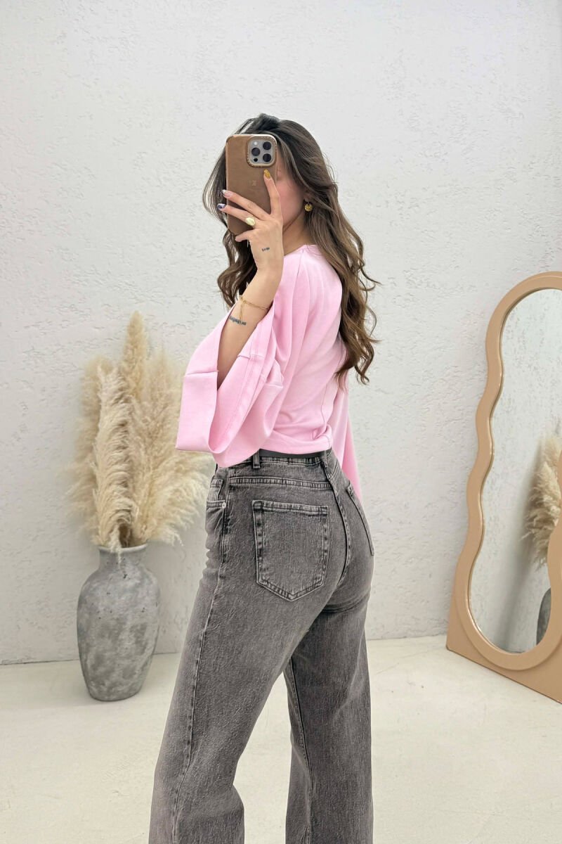 ONE COLOR SIMPLE WOMAN SWEATSHIRT PINK/ROZE - 4
