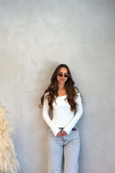 ONE COLOR SIMPLE WOMAN SWEATSHIRT WHITE-E BARDHE 