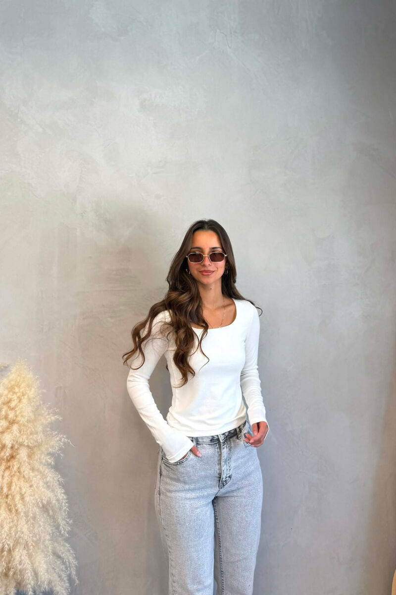 ONE COLOR SIMPLE WOMAN SWEATSHIRT WHITE-E BARDHE - 2