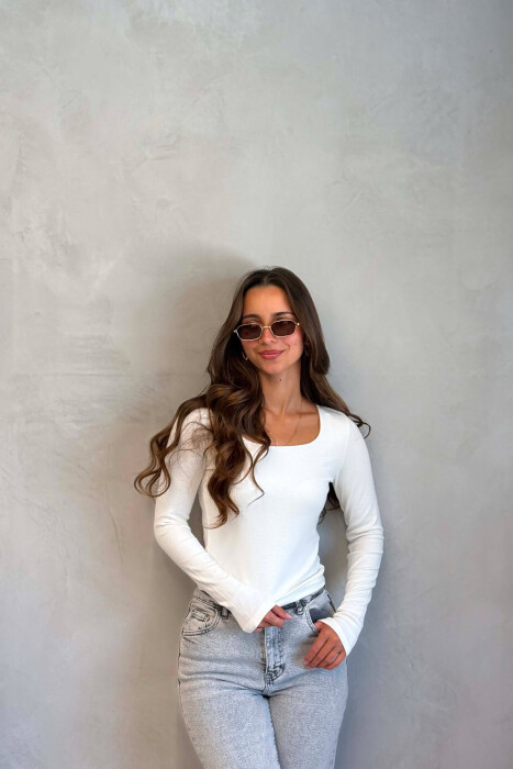 ONE COLOR SIMPLE WOMAN SWEATSHIRT WHITE-E BARDHE - 3