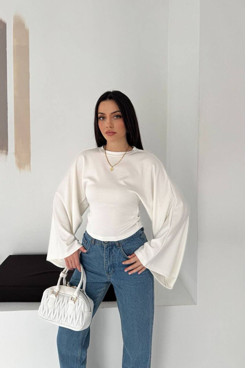 ONE COLOR SIMPLE WOMAN SWEATSHIRT WHITE-E BARDHE - 3