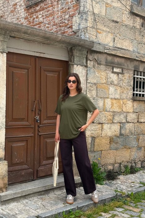 ONE COLOR SIMPLE WOMAN T-SHIRT + 6 PAIR SOCKS GREEN/JESHILE - 4
