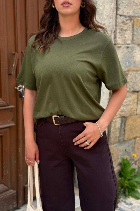 ONE COLOR SIMPLE WOMAN T-SHIRT + 6 PAIR SOCKS GREEN/JESHILE - 5