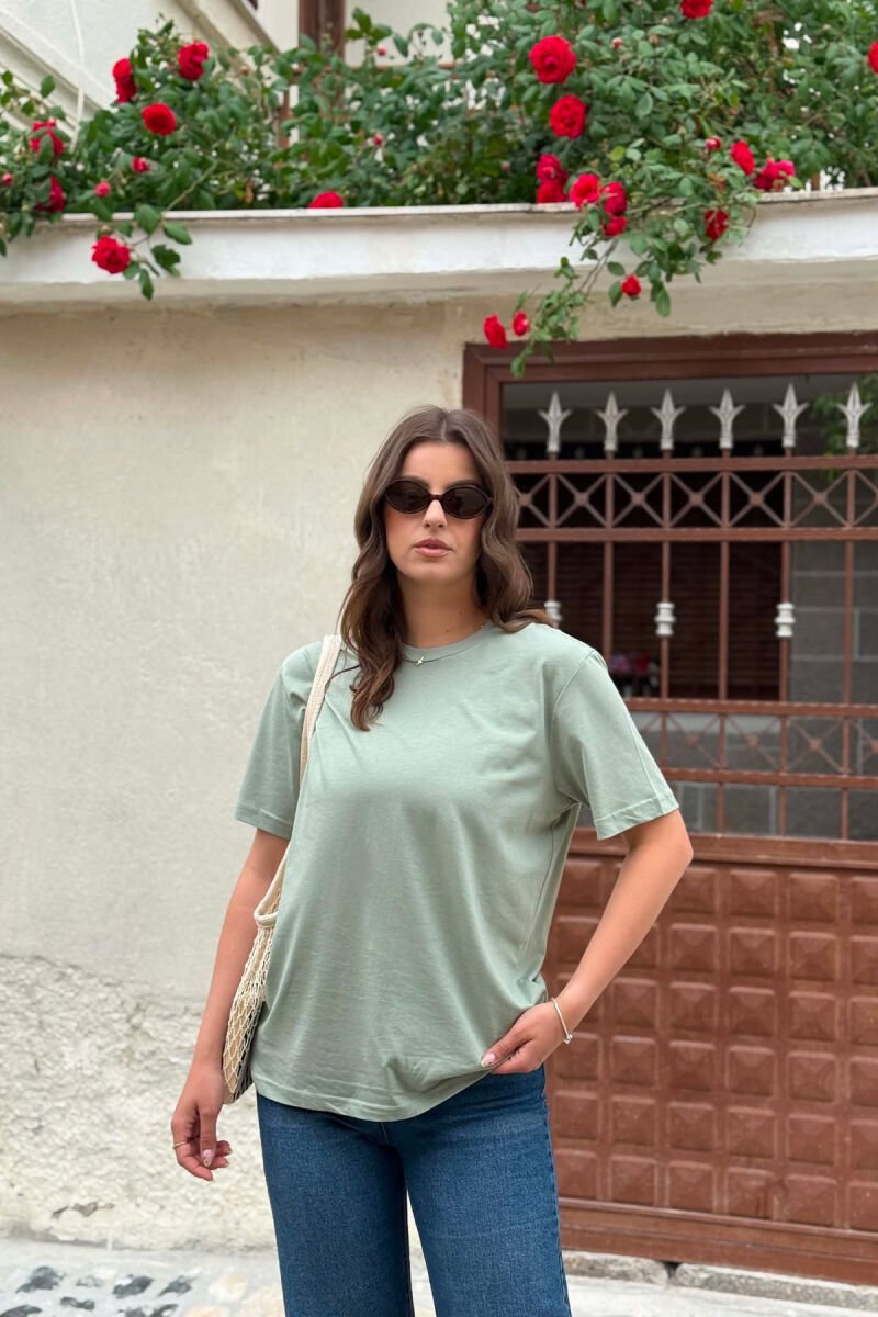 ONE COLOR SIMPLE WOMAN T-SHIRT + 6 PAIR SOCKS MINT/MENTE - 1